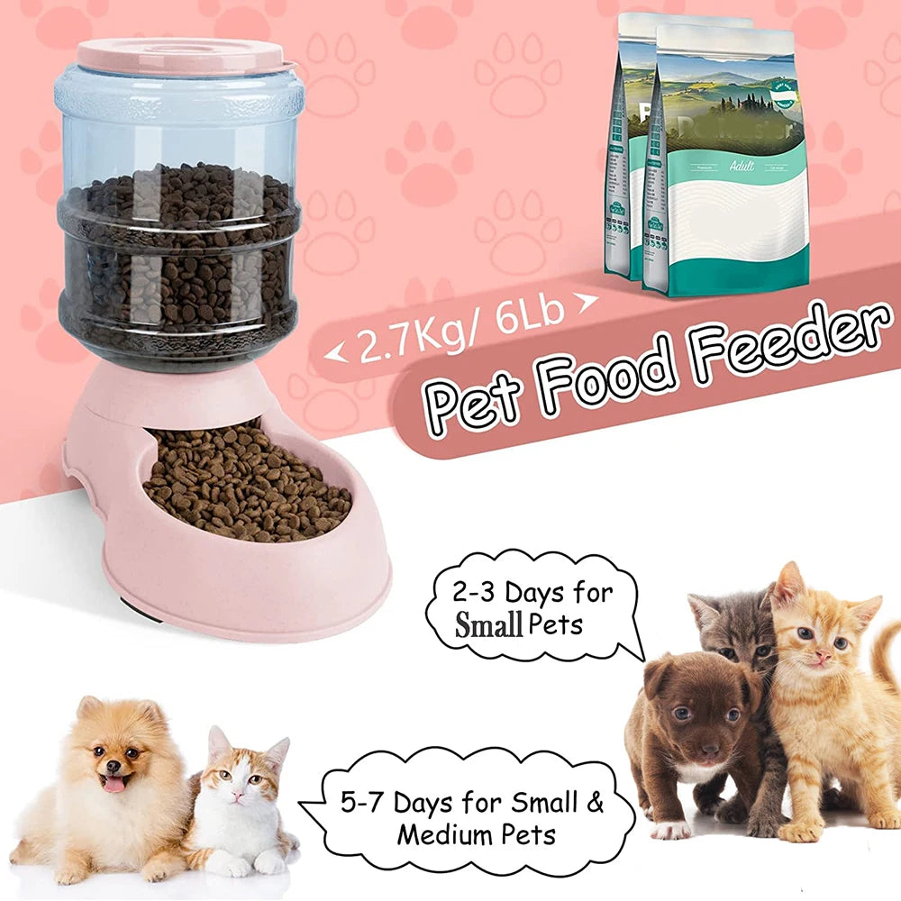 Automatic Pet Feeder & Water Dispenser Set – Gravity Food Bowl with Large-Capacity Water Bottle for Dogs & Cats | No-Spill, Self-Refilling Feeding Station