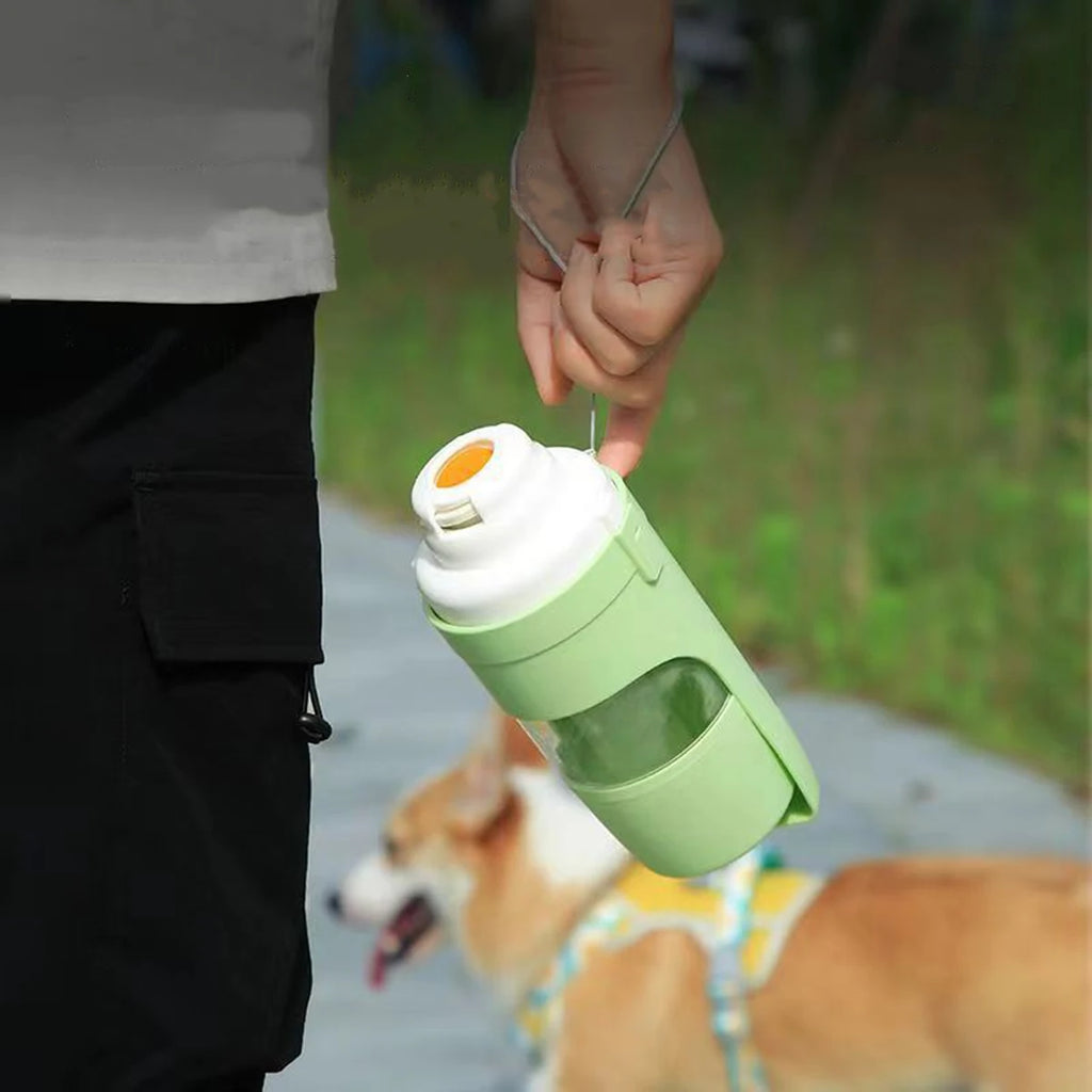 Portable Water Bottle with Food Storage for Pets