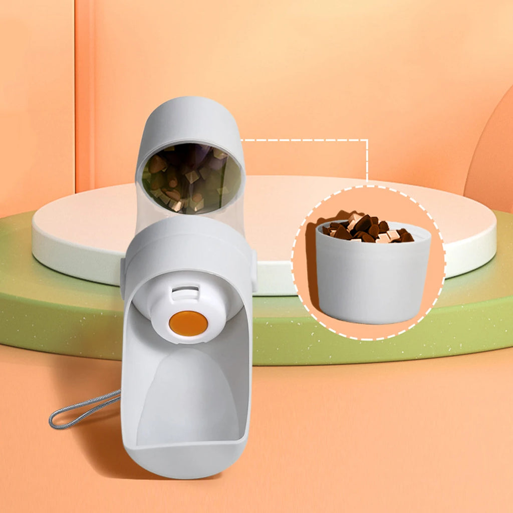 Portable Water Bottle with Food Storage for Pets