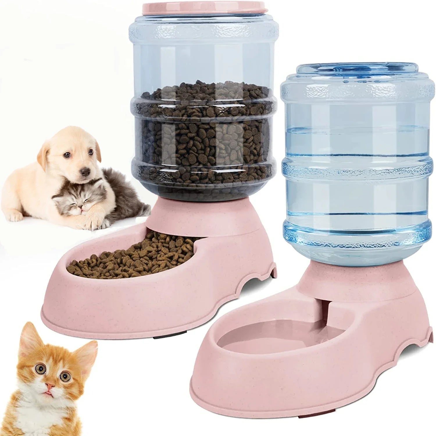 Automatic Pet Feeder & Water Dispenser Set – Gravity Food Bowl with Large-Capacity Water Bottle for Dogs & Cats | No-Spill, Self-Refilling Feeding Station