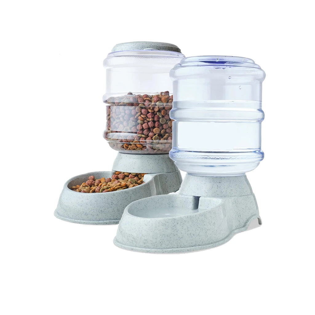 Automatic Pet Feeder & Water Dispenser Set – Gravity Food Bowl with Large-Capacity Water Bottle for Dogs & Cats | No-Spill, Self-Refilling Feeding Station