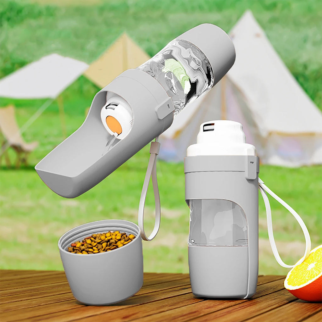Portable Water Bottle with Food Storage for Pets