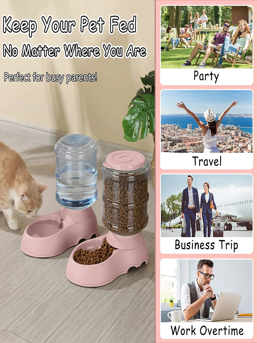Automatic Pet Feeder & Water Dispenser Set – Gravity Food Bowl with Large-Capacity Water Bottle for Dogs & Cats | No-Spill, Self-Refilling Feeding Station