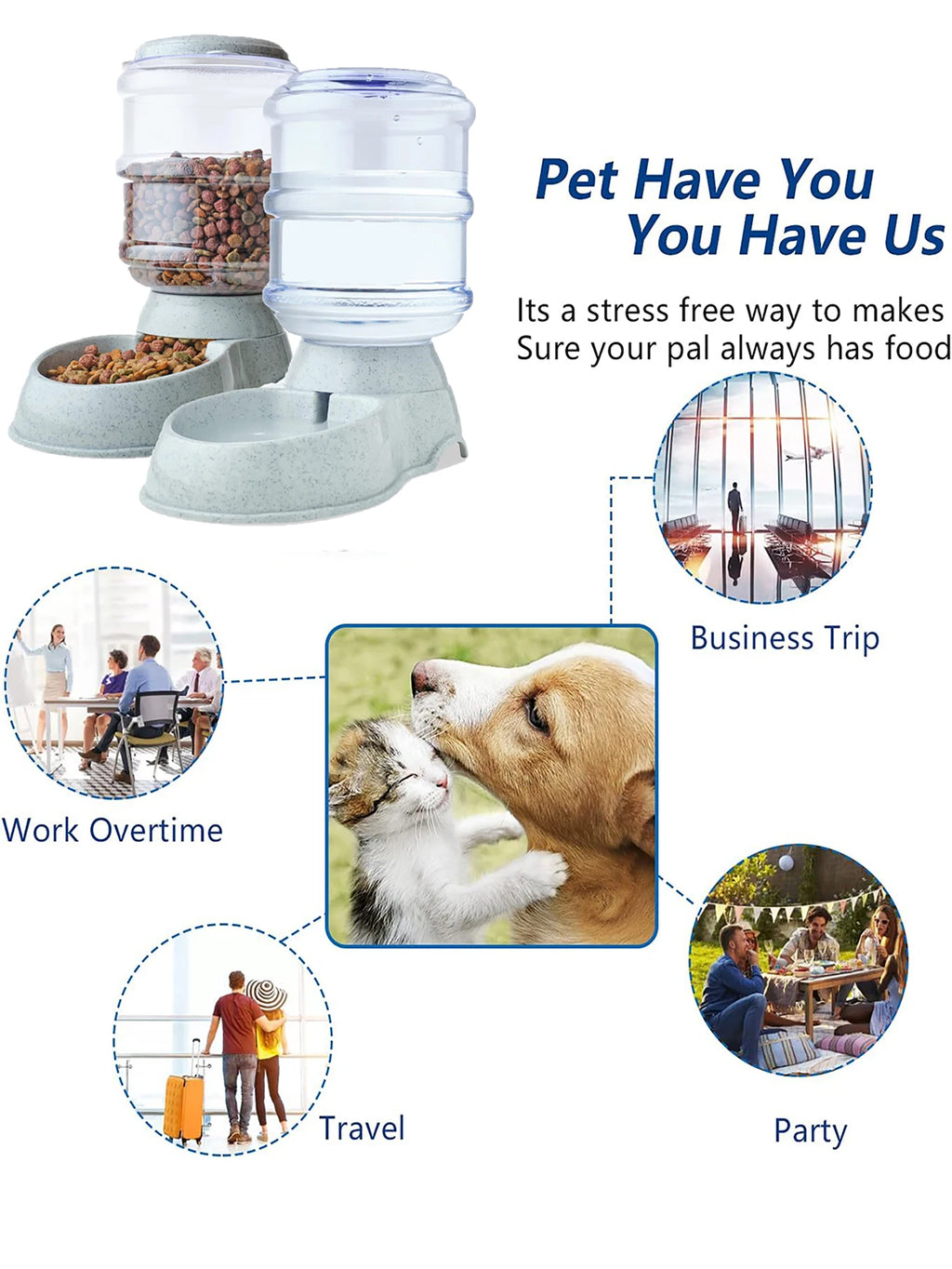 Automatic Pet Feeder & Water Dispenser Set – Gravity Food Bowl with Large-Capacity Water Bottle for Dogs & Cats | No-Spill, Self-Refilling Feeding Station