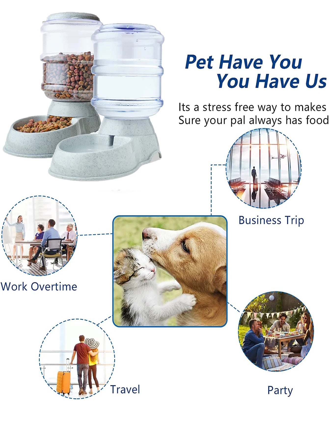 Automatic Pet Feeder & Water Dispenser Set – Gravity Food Bowl with Large-Capacity Water Bottle for Dogs & Cats | No-Spill, Self-Refilling Feeding Station
