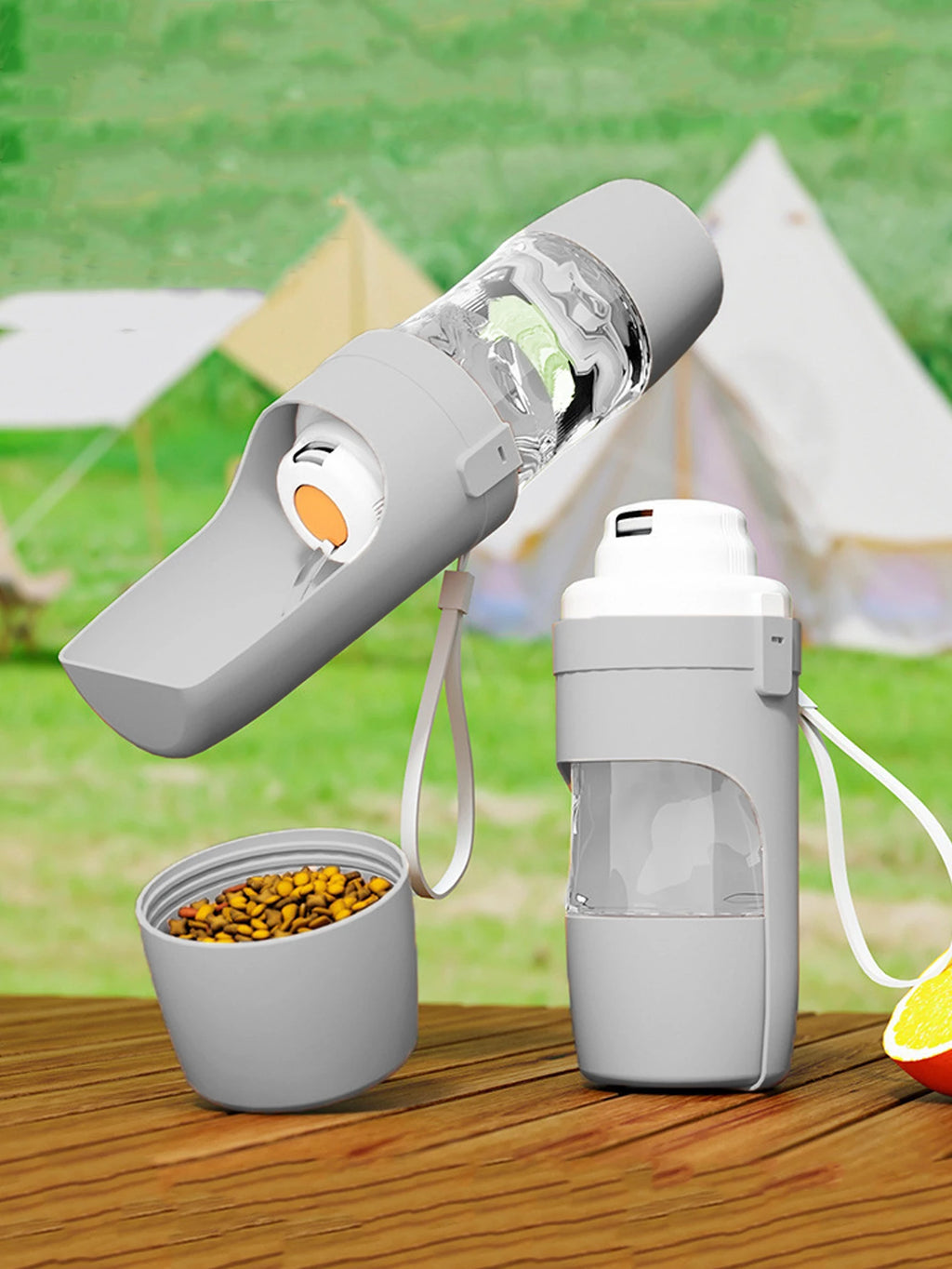 Portable Water Bottle with Food Storage for Pets