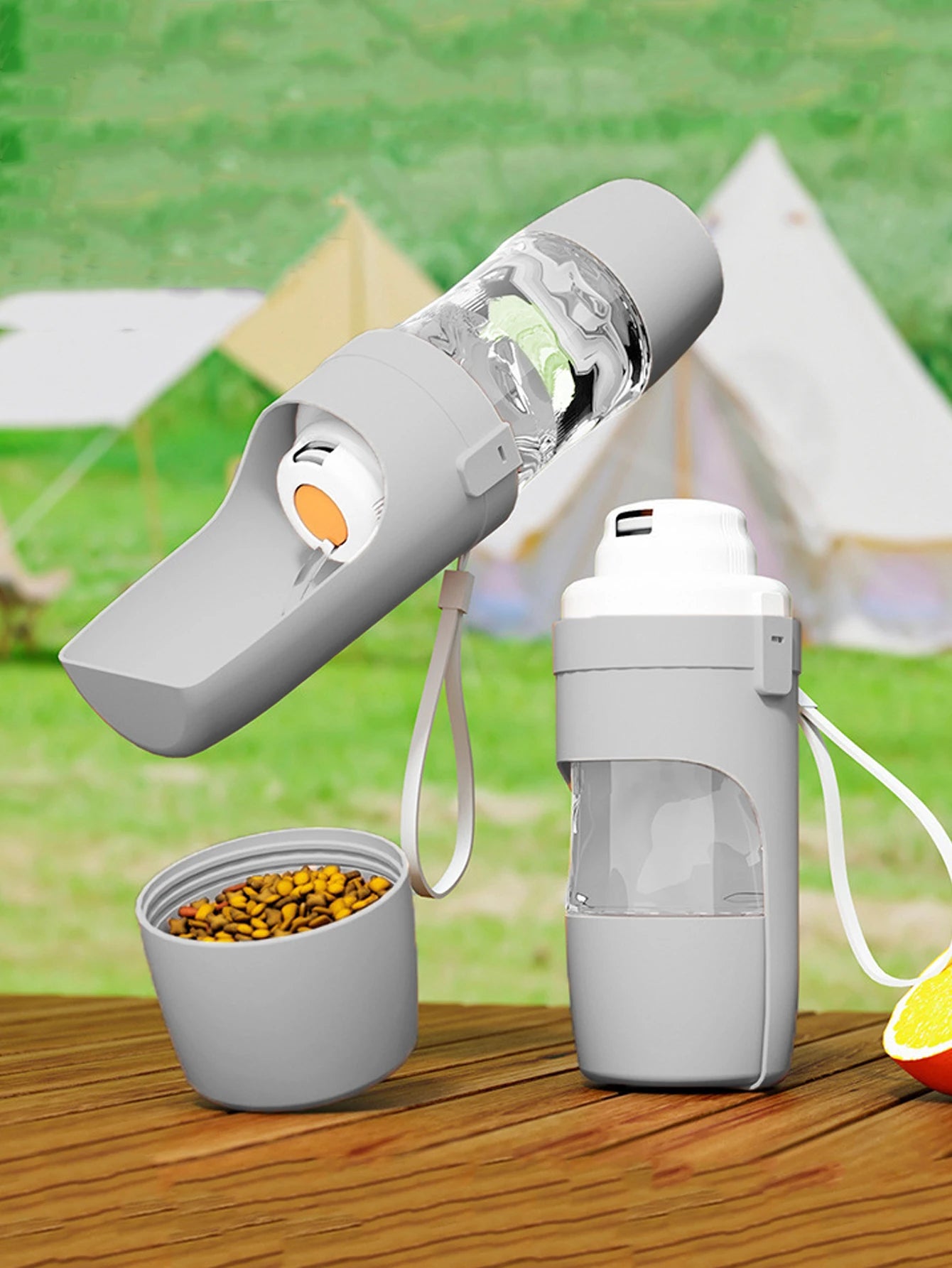 Portable Water Bottle with Food Storage for Pets